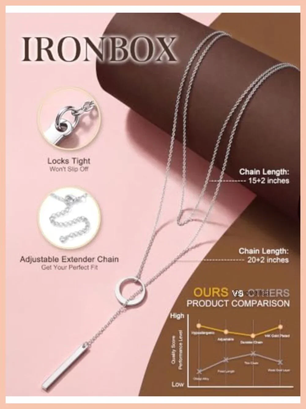 Trendy Y Shape Lariat Necklace Set for Women, 14K Gold Plated Layered Pendant
